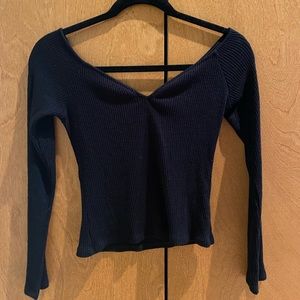 Black Off The Shoulder Cropped Sweater